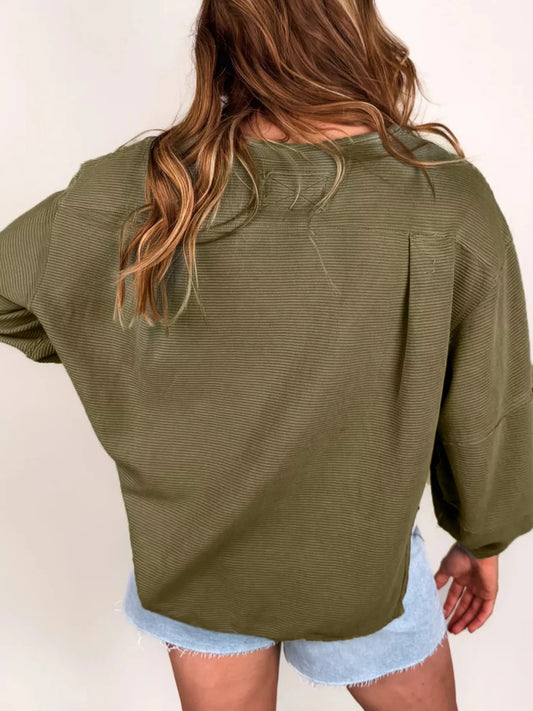Ribbed Knit Oversized Sweatshirt nicholesgifts