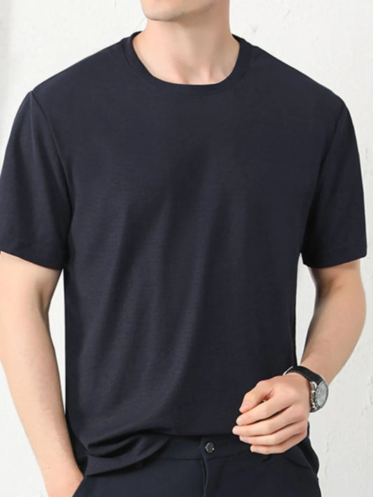 Men's Plus Size Round Neck Short Sleeve T-Shirt Trendsi