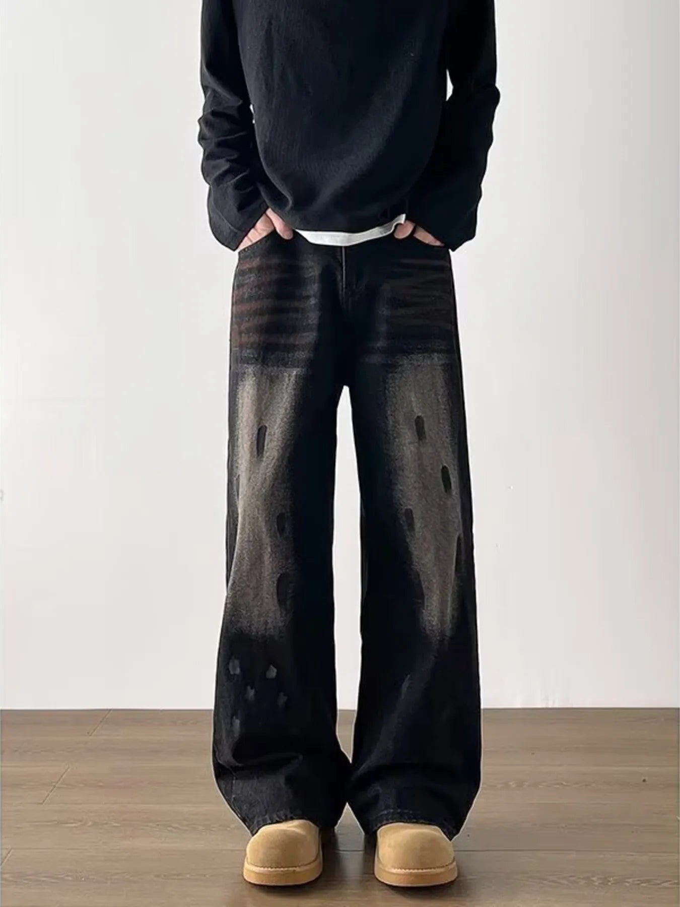 Men's Full Size Wide-Leg Jeans Plus Size Trendsi