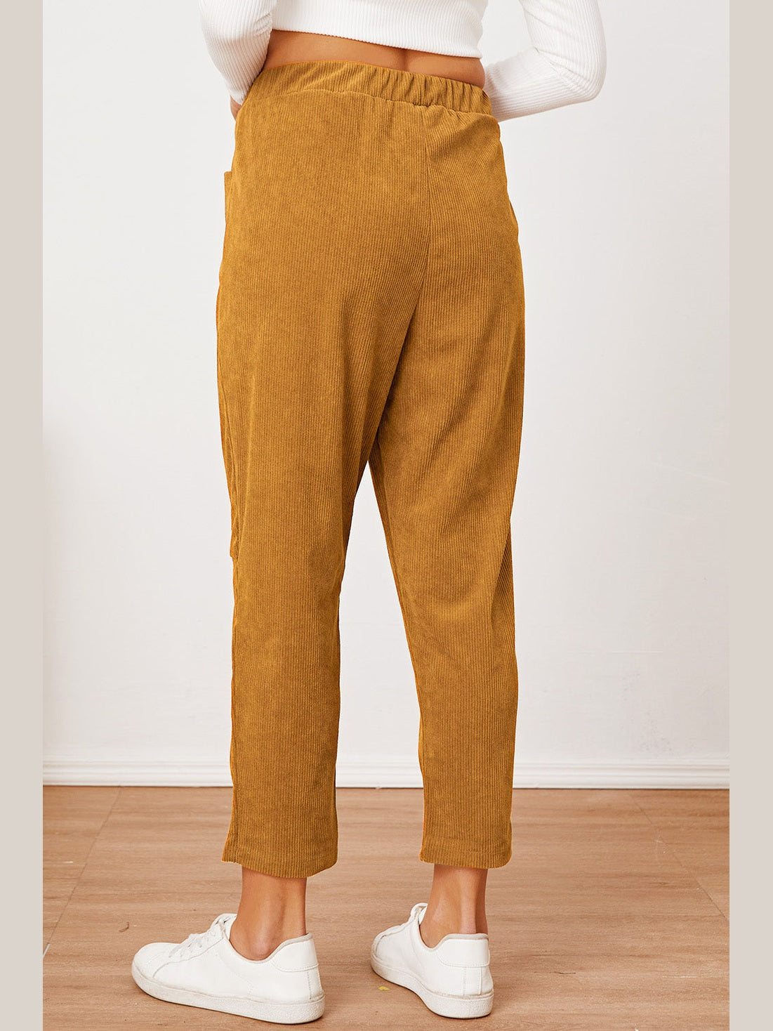 Women Pocketed Elastic Waist Pants NicholesGifts