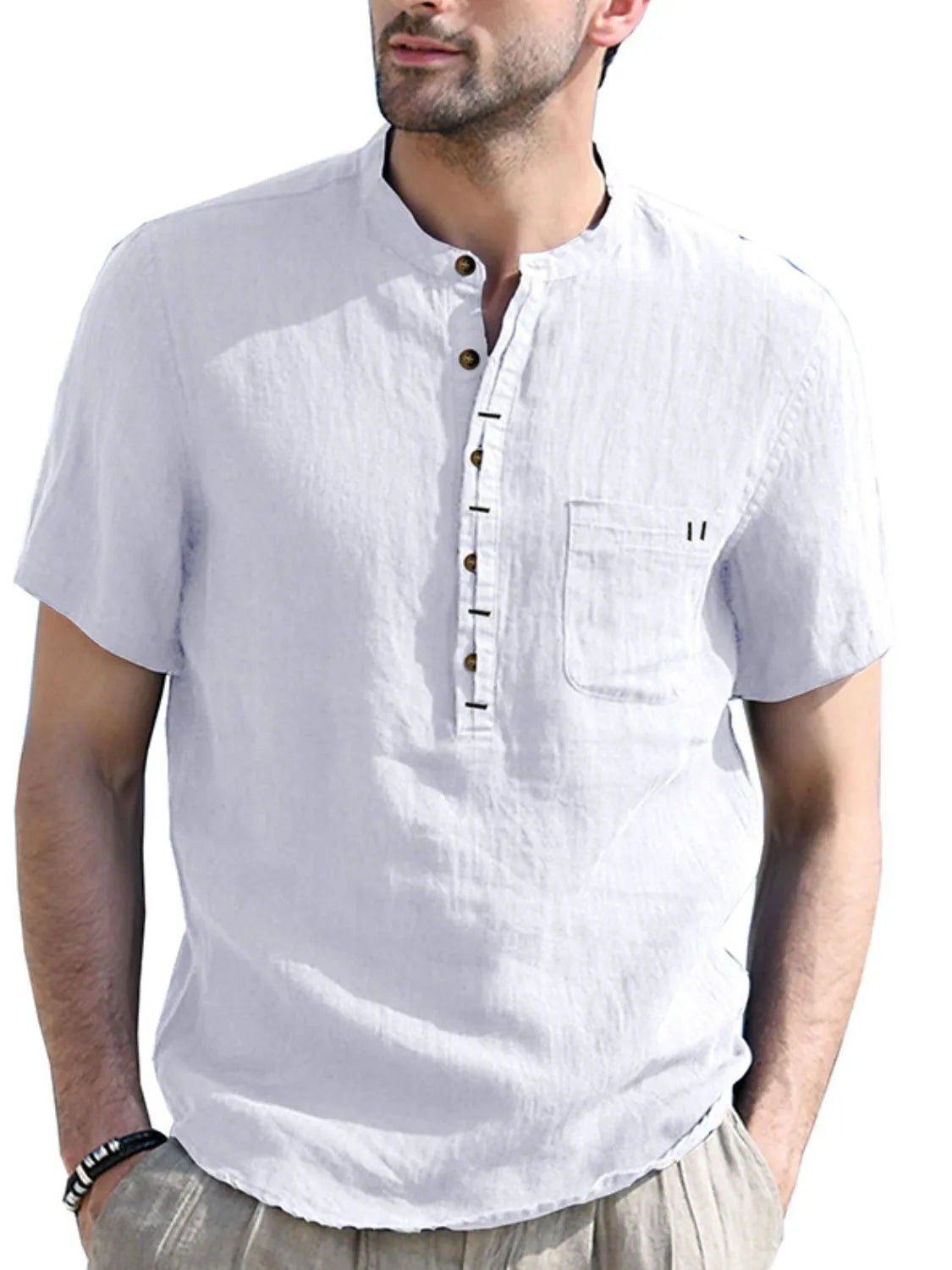 Men's Button Detail Short Sleeve Polo