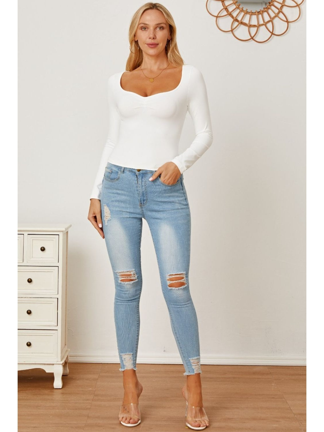 Ruched Long Sleeve T-Shirt NicholesGifts