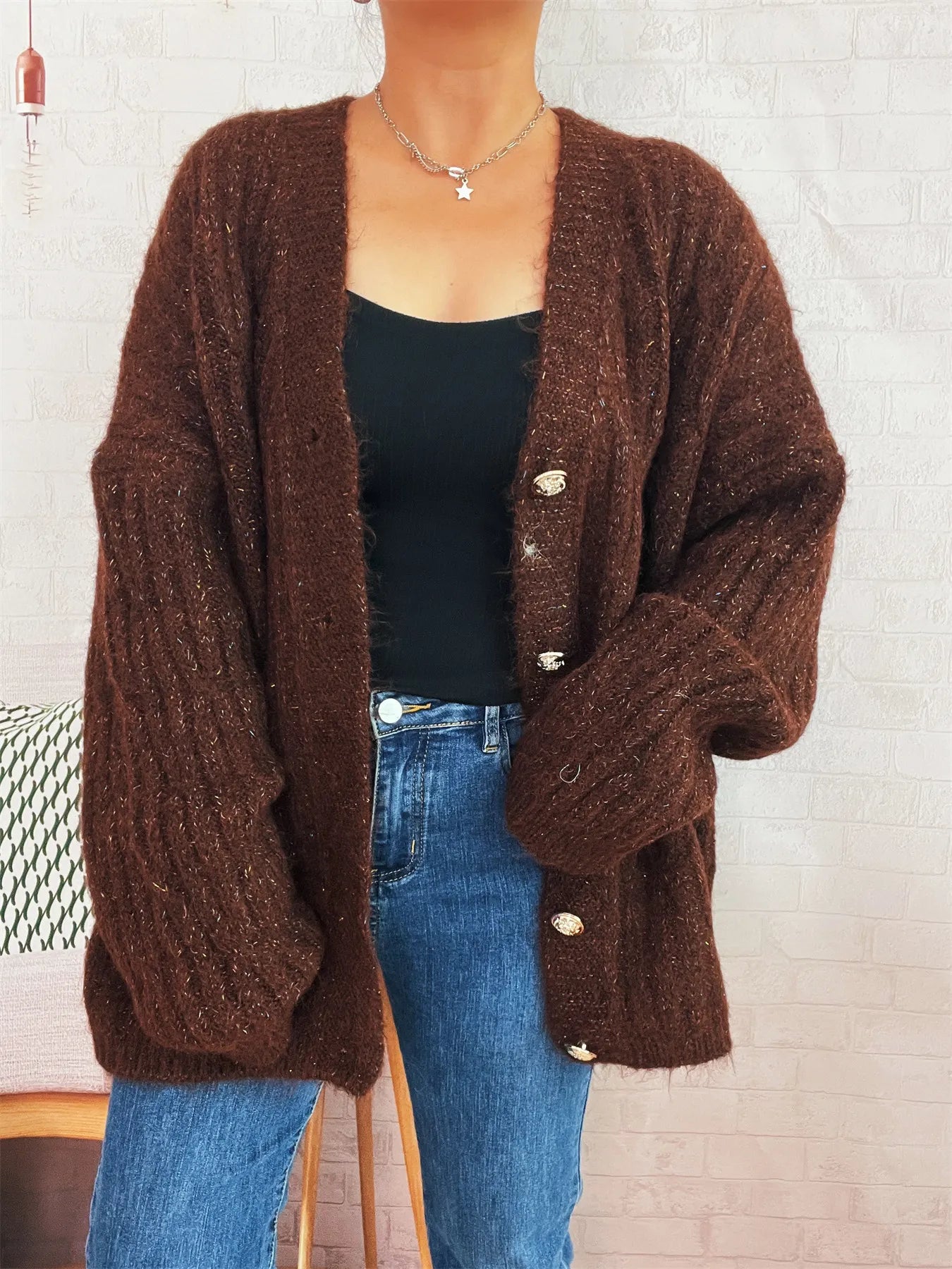 Cable Knit Button-Up Cardigan