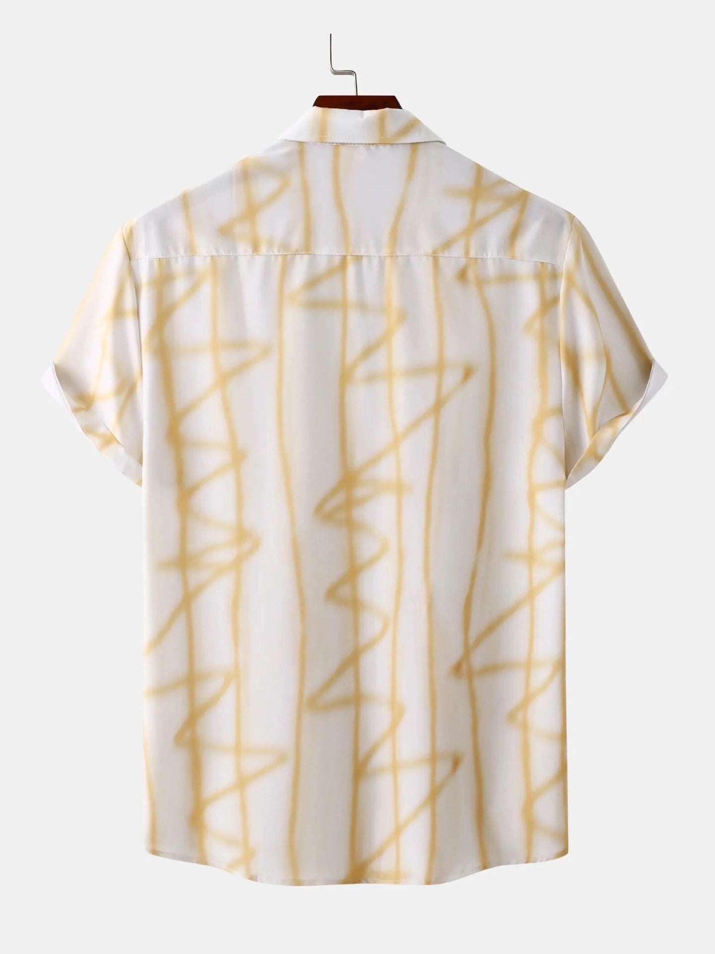 Men's Plus Size Abstract Lines Print Short Sleeve Summer Casual Shirt Trendsi