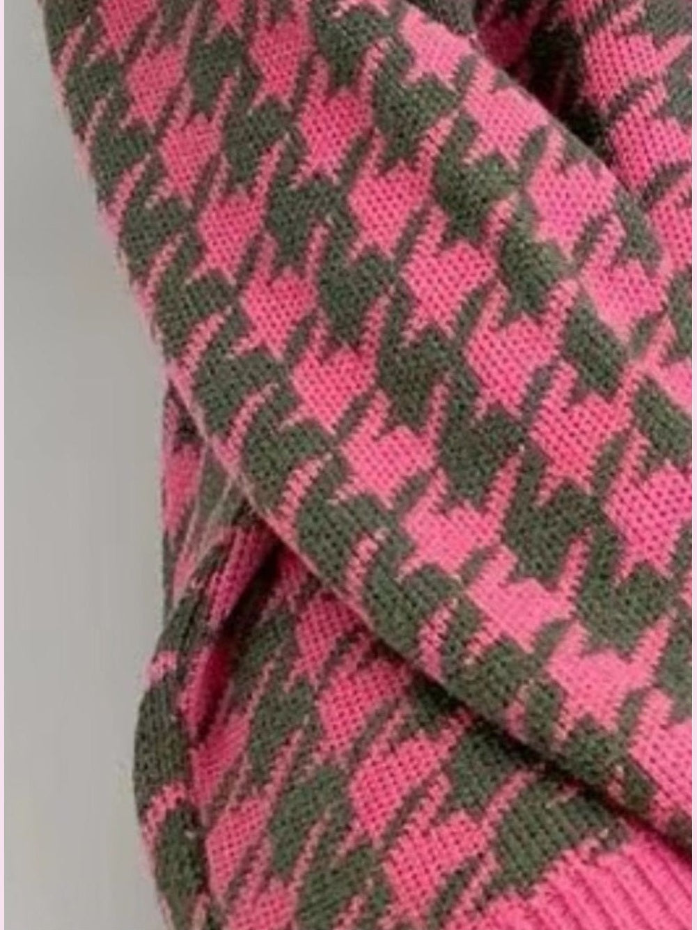 Women Houndstooth Button Up Long Sleeve Cardigan NicholesGifts