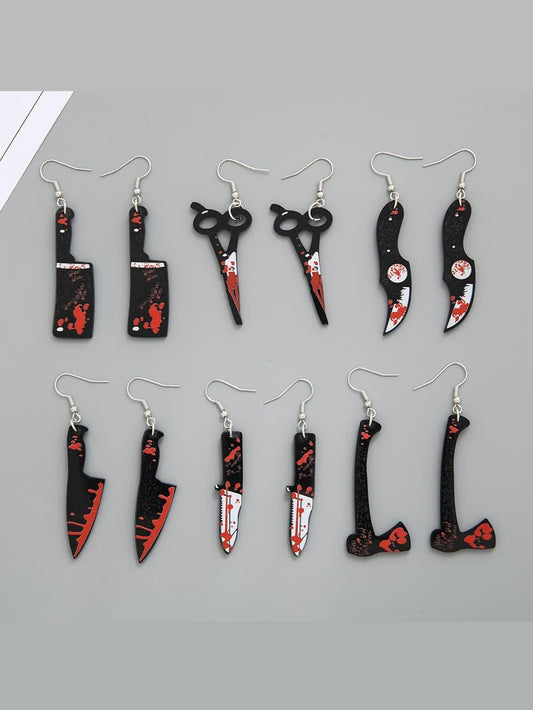 Women Bloody Horror Halloween Drop Earrings