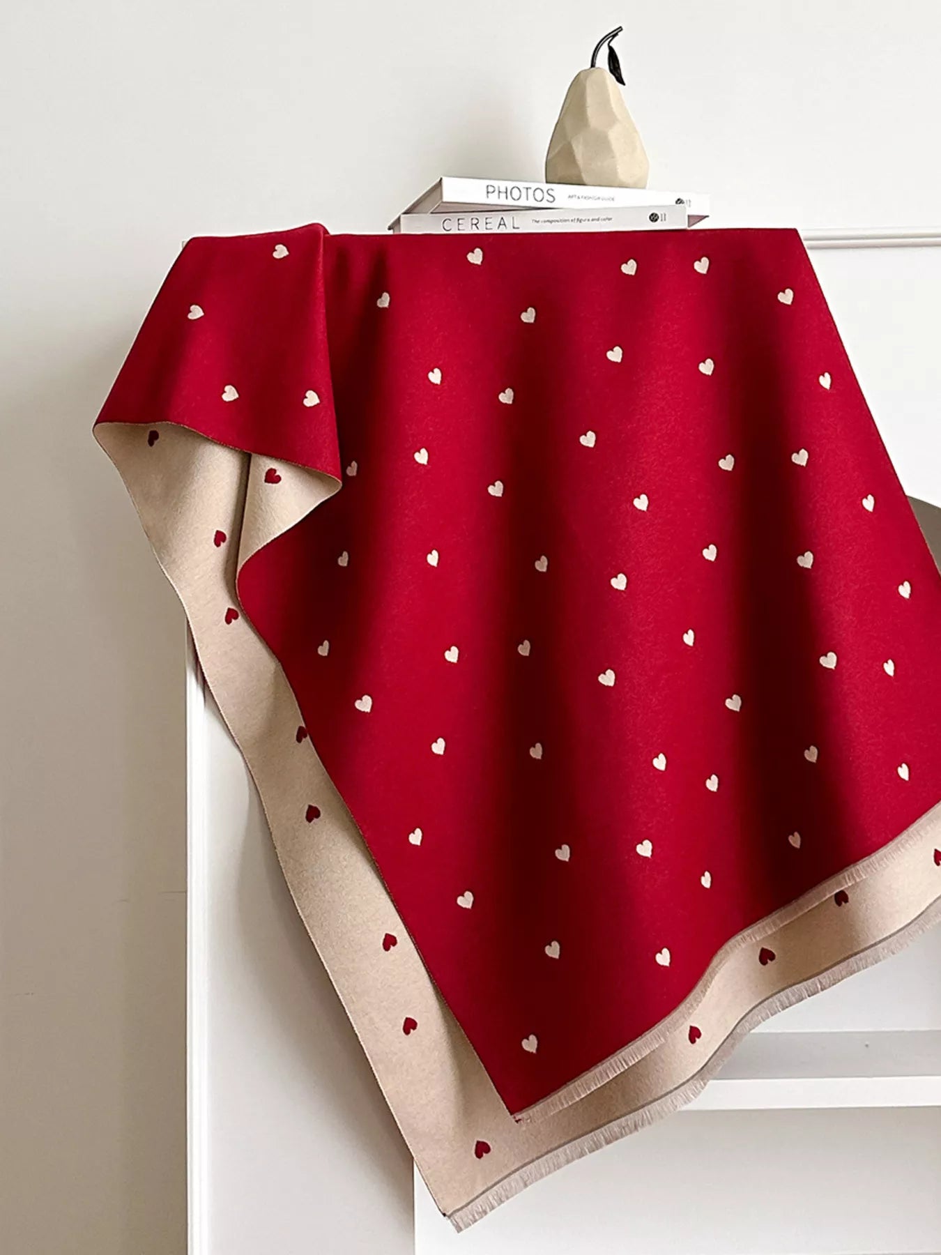 Women Heart Raw Hem Scarf For Valentine's Day Gift nicholesgifts