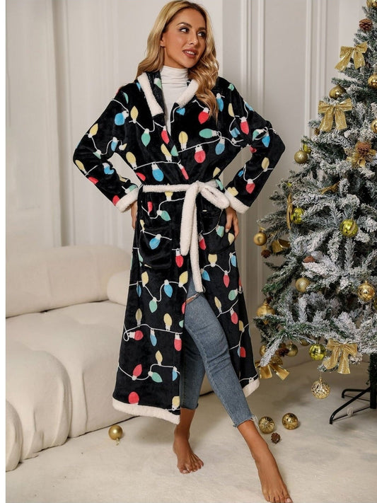 Tie Waist Hooded Robe