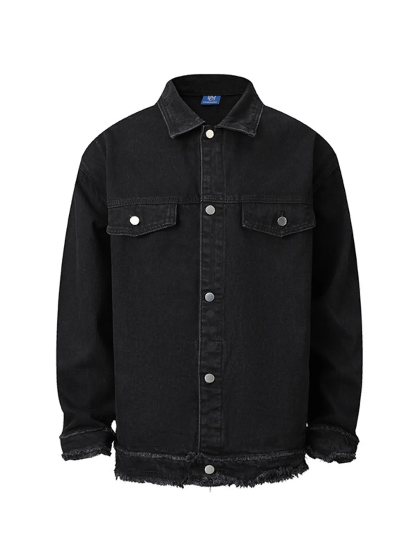 Men's Raw Hem Long Sleeve Denim Jacket Trendsi