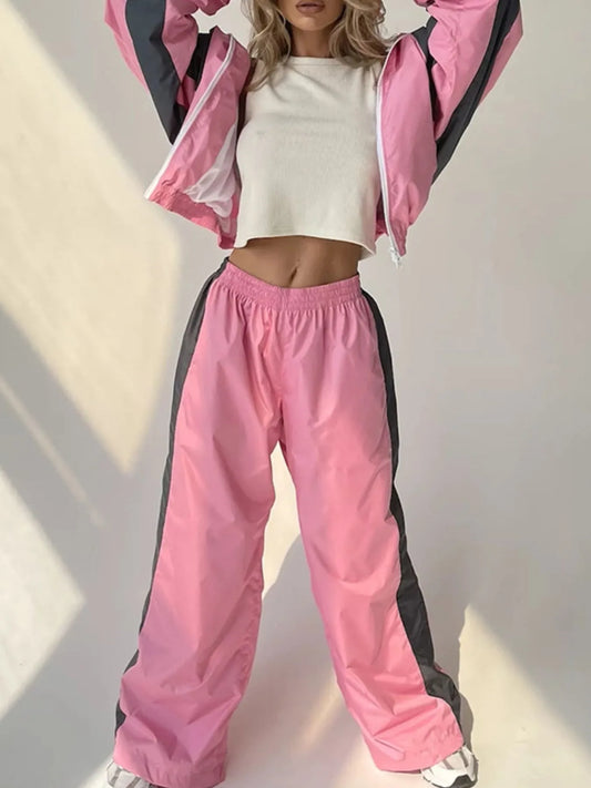 Zip Up Long Sleeve Top and Pants Set nicholesgifts