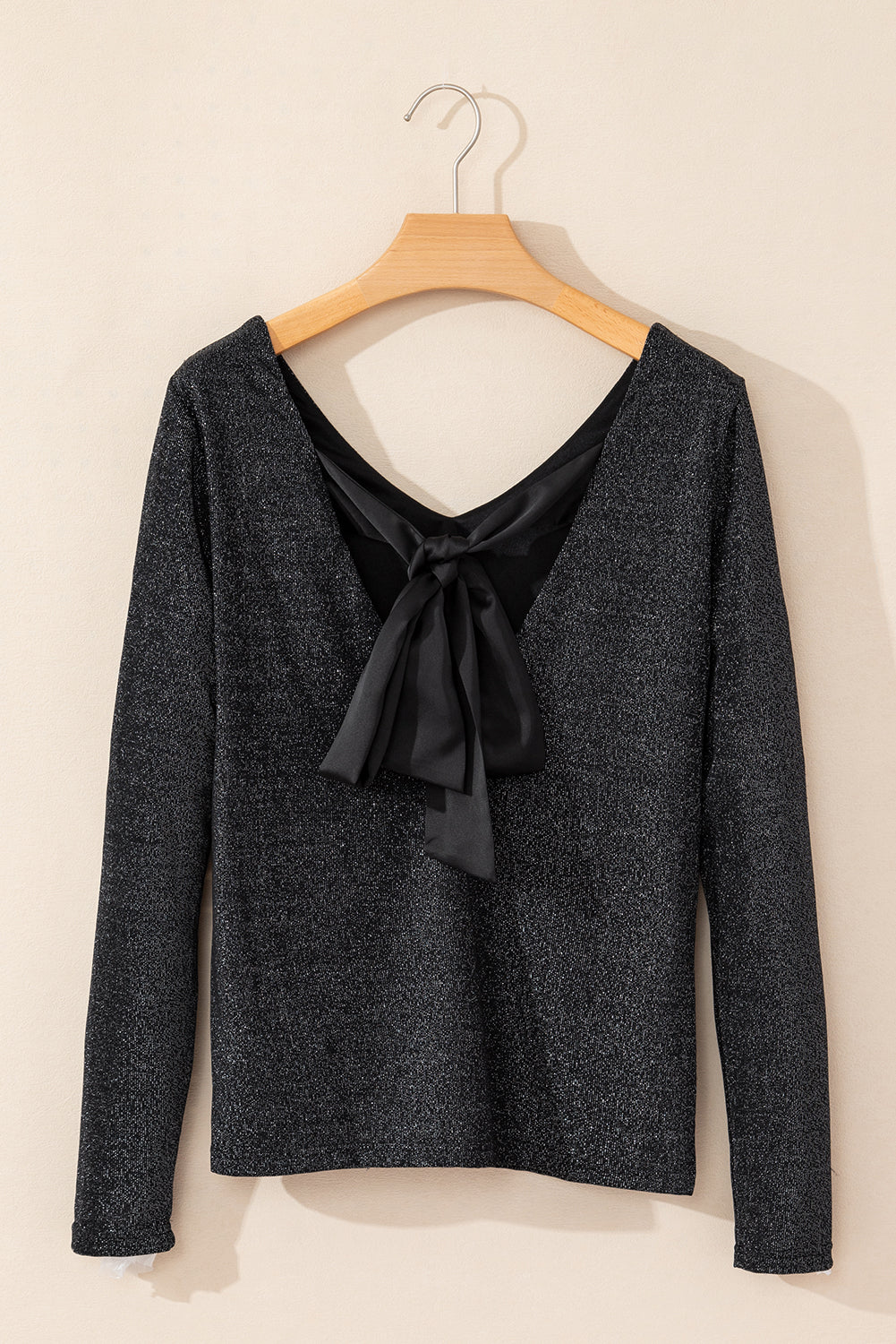 NicholesGifts Women Bowknot V-Neck Long Sleeve Blouse NicholesGifts