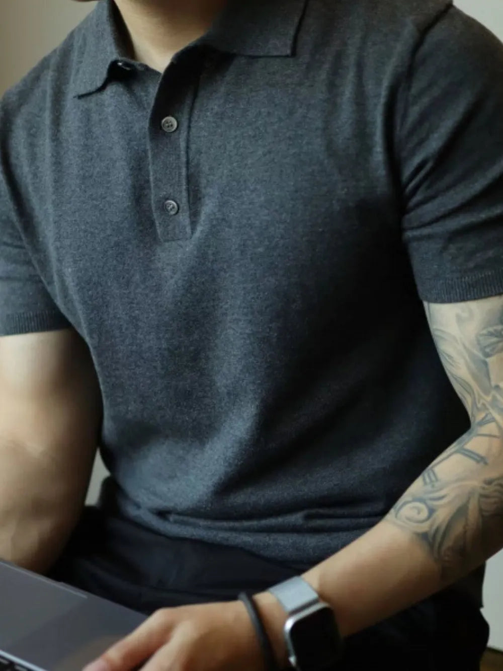 Men's Plus Size Button Detail Short Sleeve Polo NicholesGifts