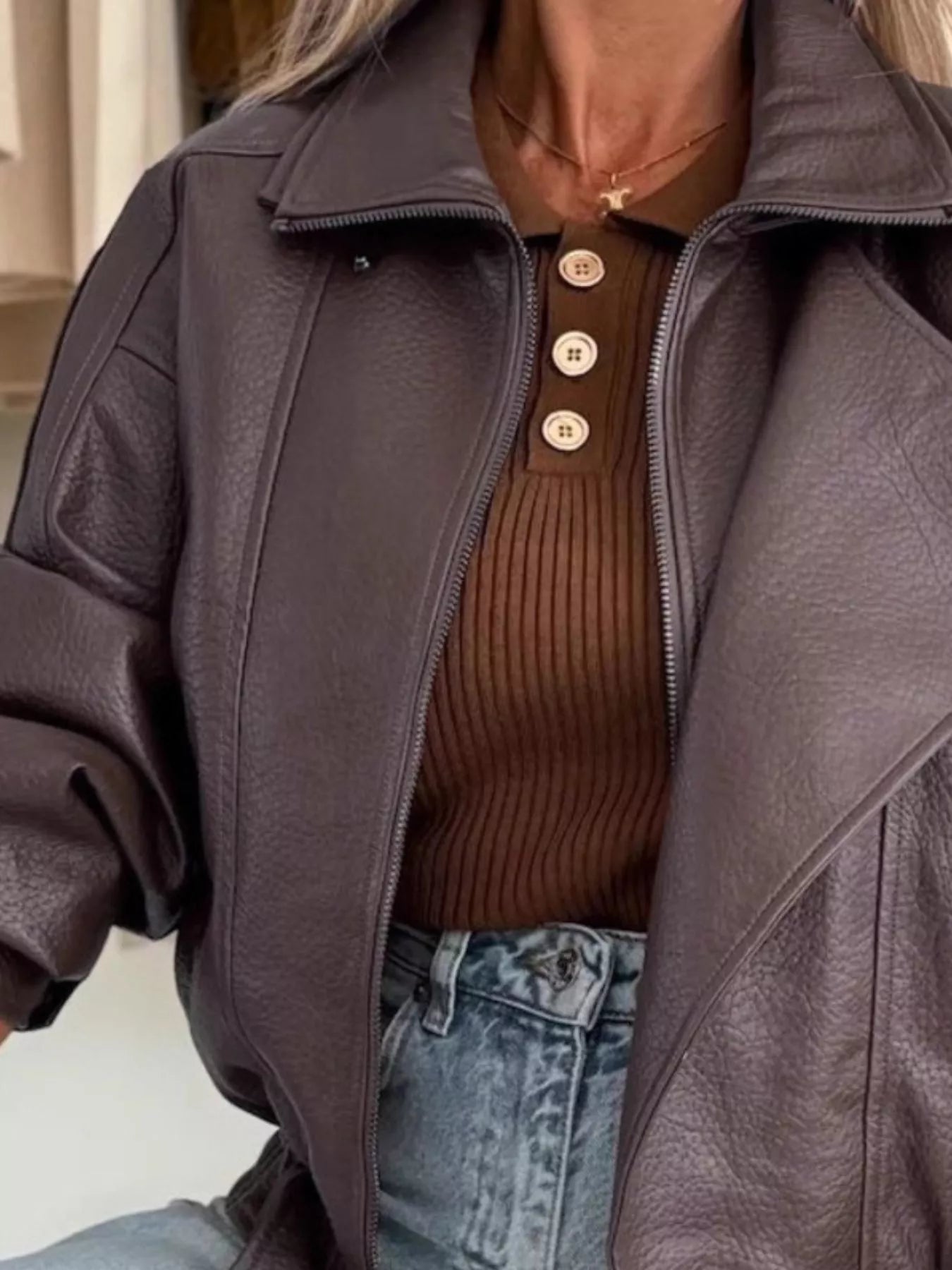 Leather Zip Up Jacket NicholesGifts