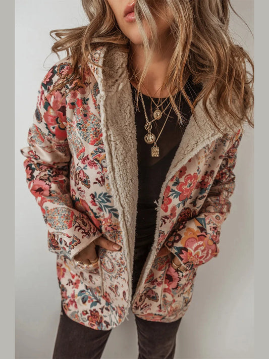 Printed Long Sleeve Hooded Jacket