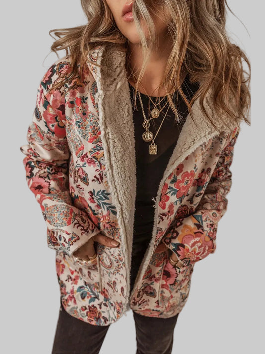 Printed Long Sleeve Hooded Jacket nicholesgifts