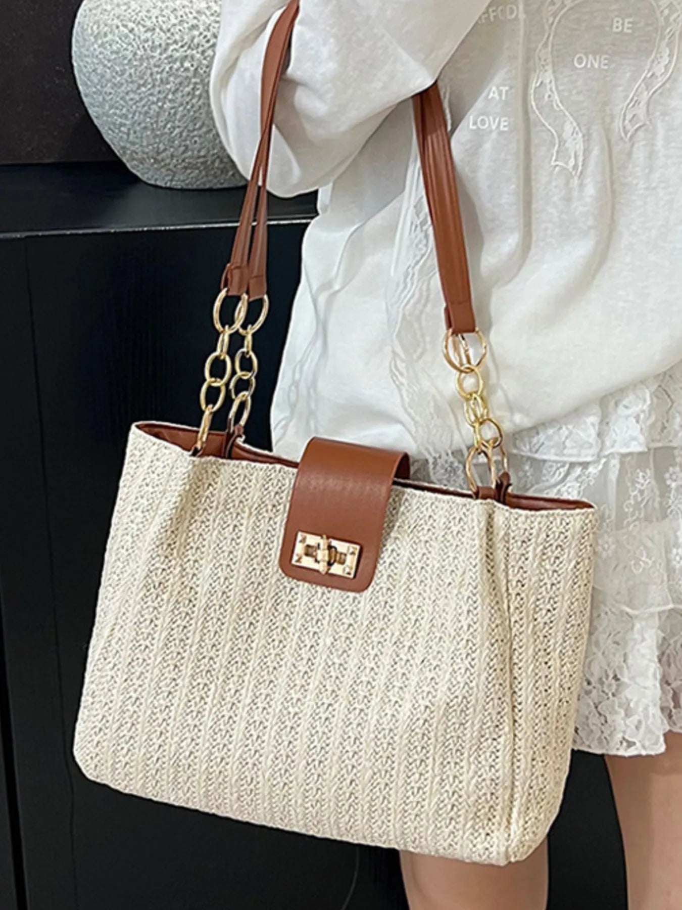 Woven Straw Shoulder Bag Trendsi