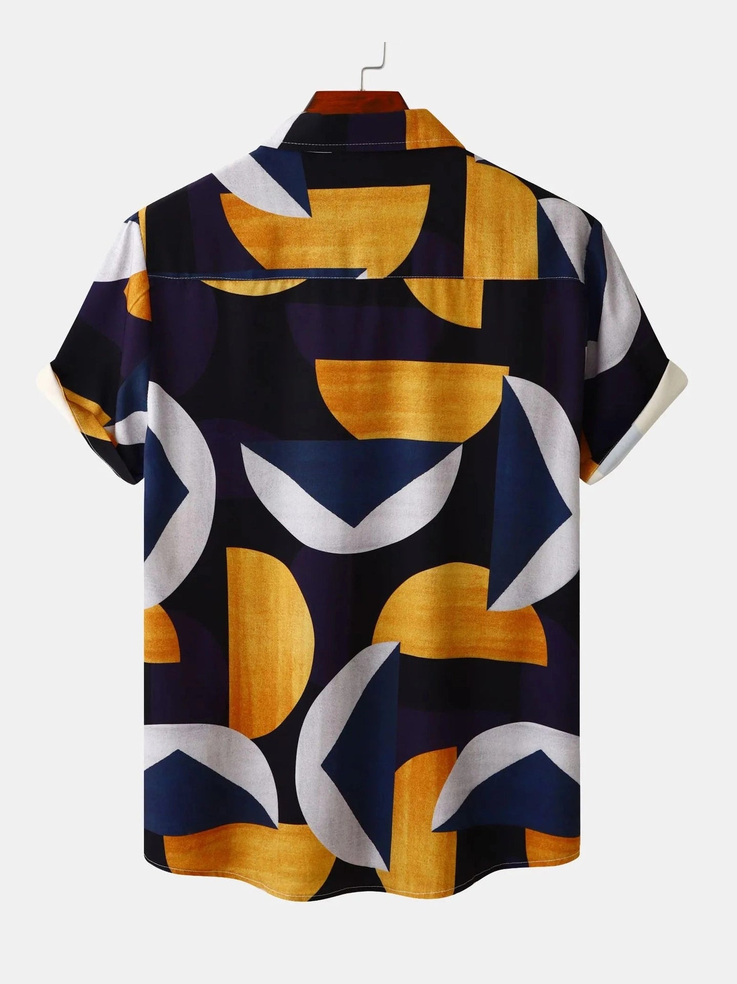 Men's Plus Size Geometric Print Short Sleeve Button-Up Casual Shirt Trendsi