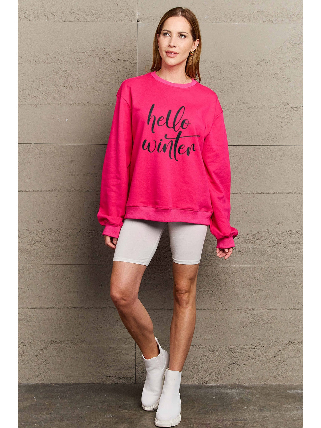 Simply Love Full Size HELLO WINTER Graphic Sweatshirt NicholesGifts