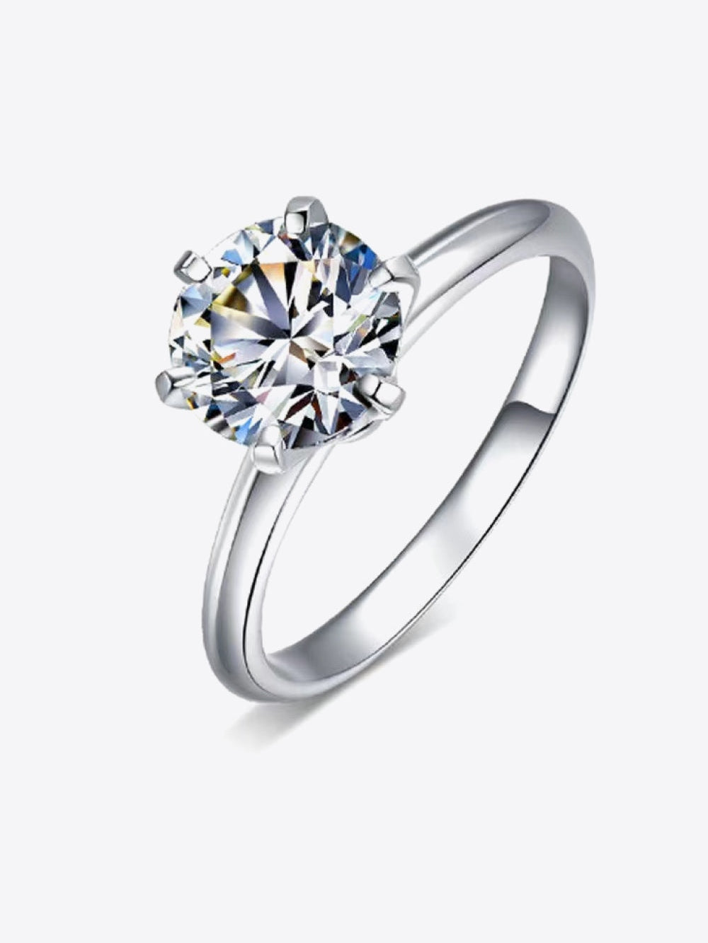 Adored 925 Sterling Silver 3 Carat Moissanite 6-Prong Ring