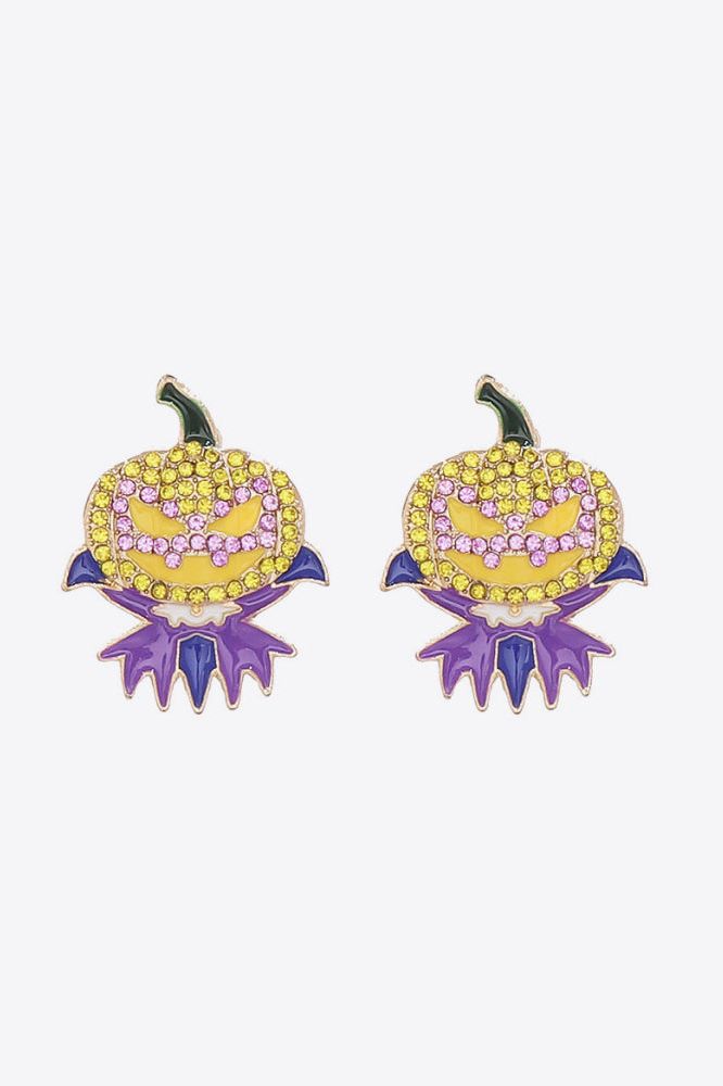 Women Demon Pumpkin Rhinestone Alloy Earrings NicholesGifts