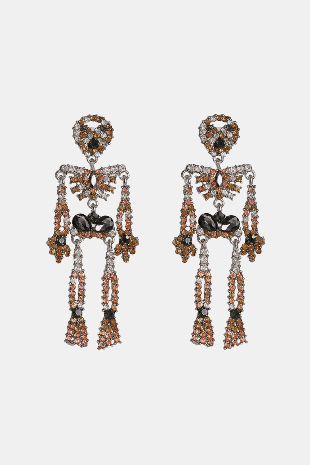 Skeleton Shape Glass Stone Dangle Earrings NicholesGifts