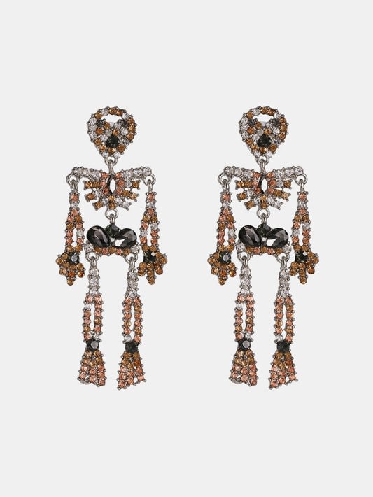 Skeleton Shape Glass Stone Dangle Earrings Trendsi