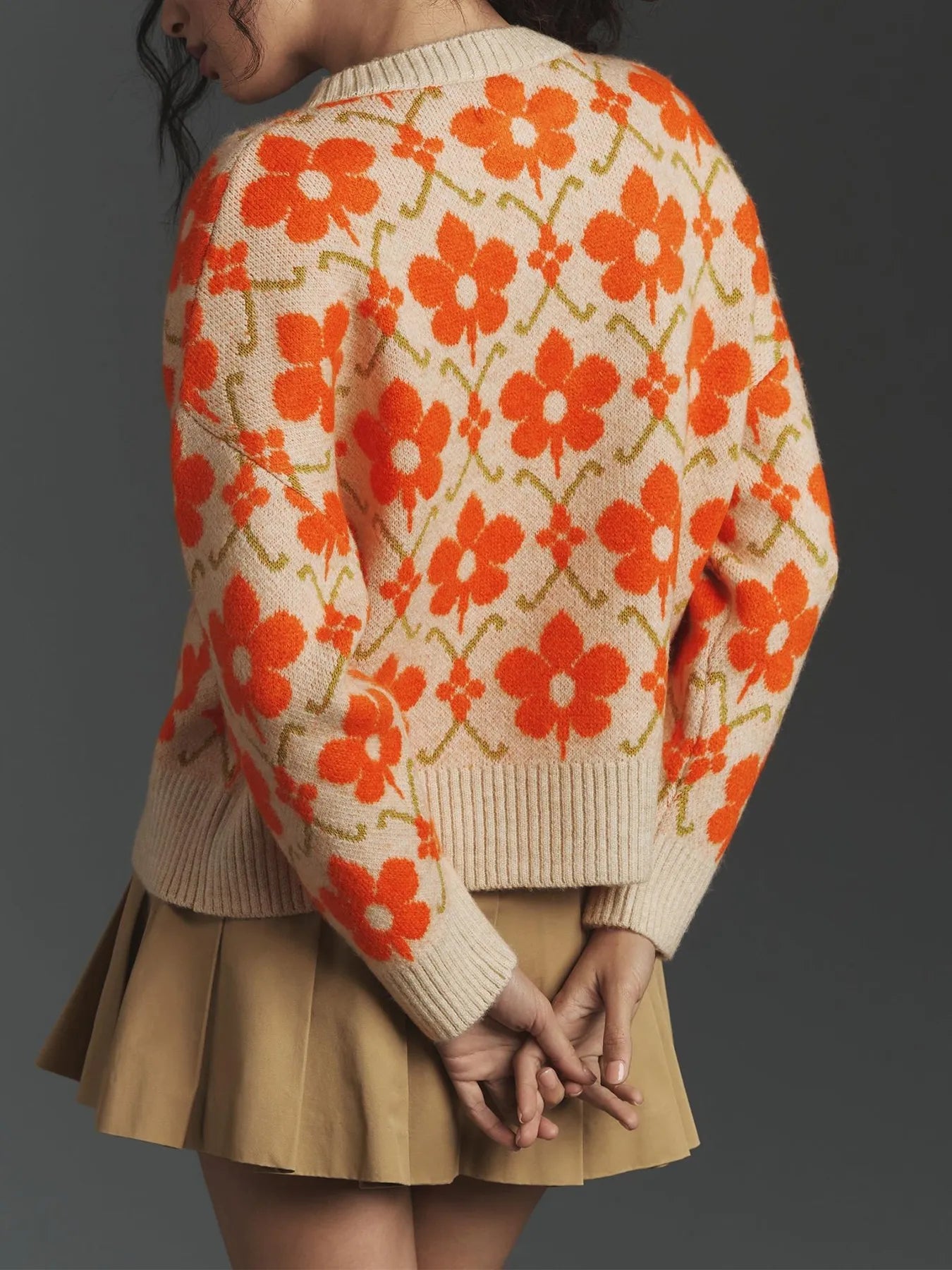Flower Button Up Long Sleeve Cardigan