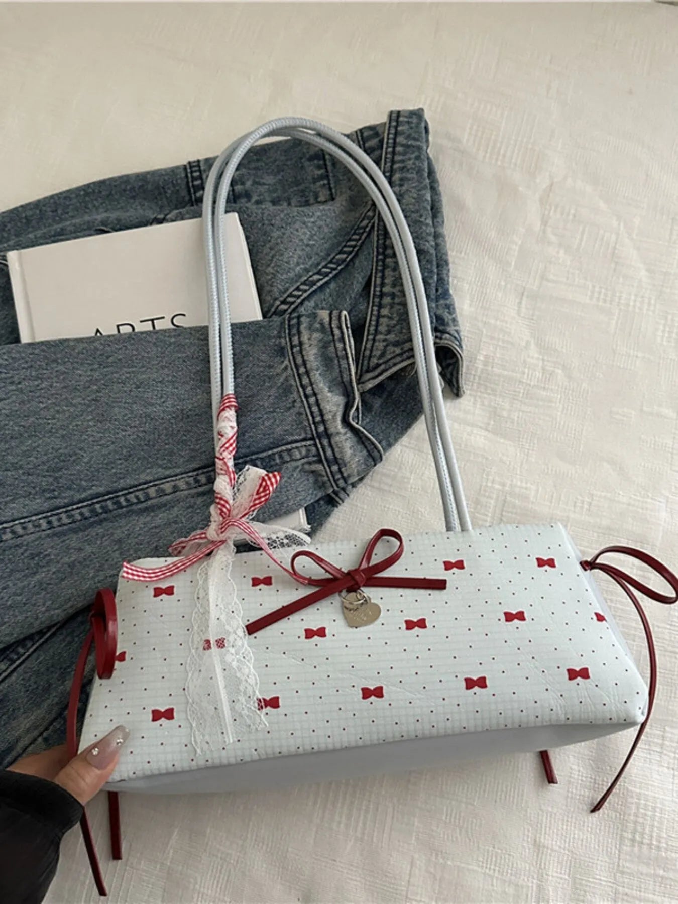 Bow Print Shoulder Bag Trendsi