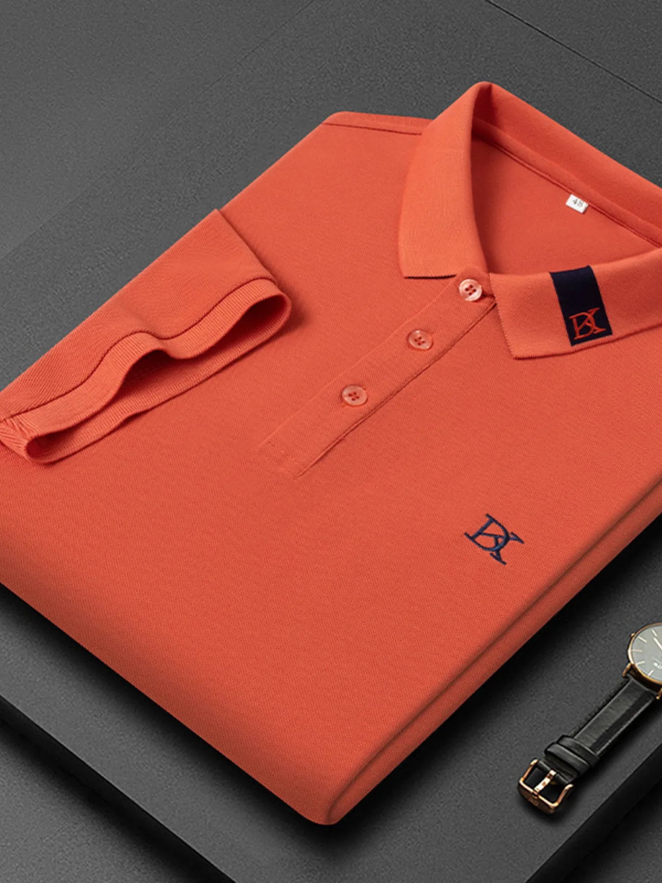 Men's Plus Size Short Sleeve Embroidered Detail Polo NicholesGifts