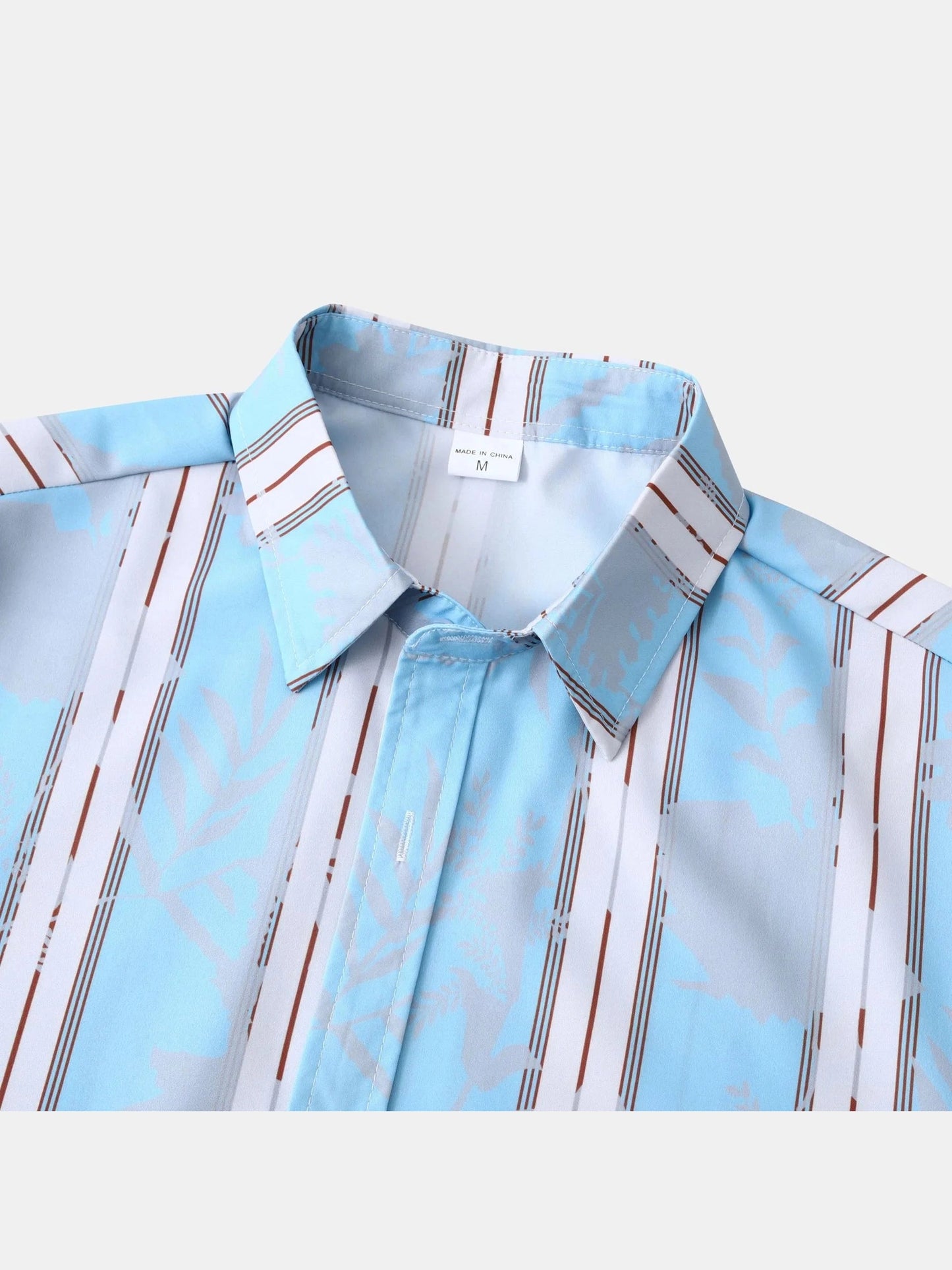 Men's Plus Size Casual Striped Short Sleeve Button-Up Shirt Trendsi