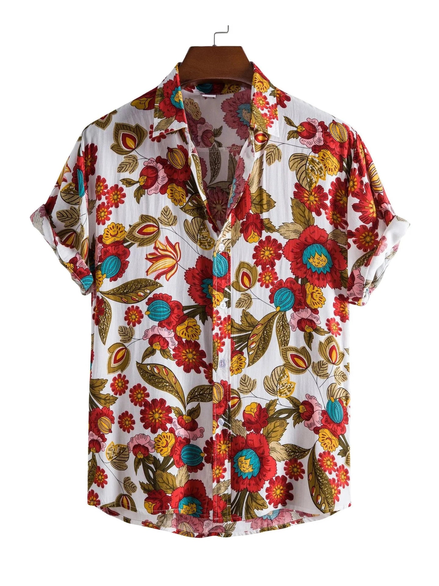 Men's Plus Size Floral Print Short Sleeve Hawaiian Shirt Trendsi