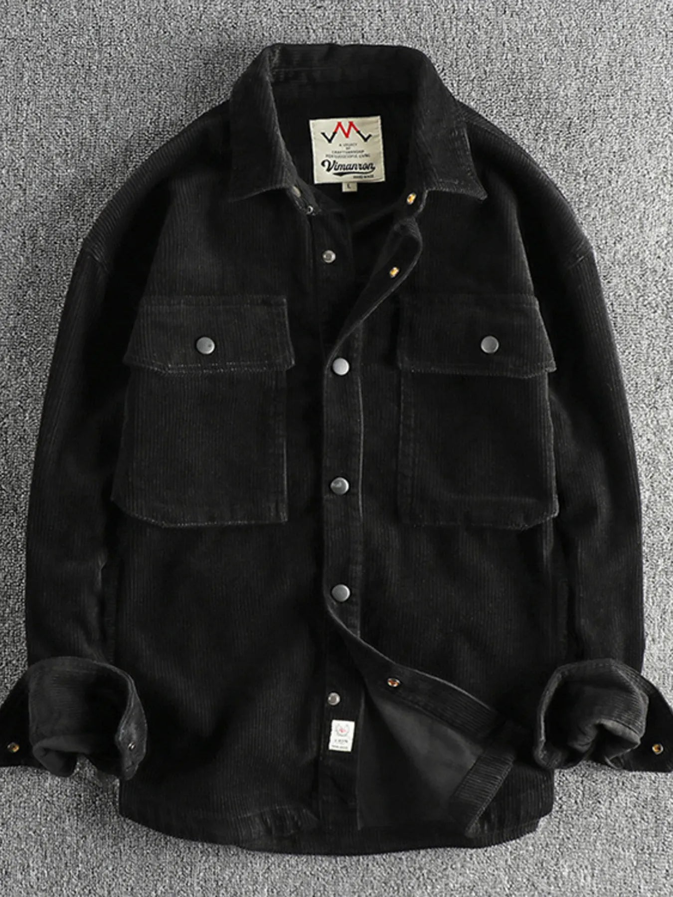 Men's Plus Size Corduroy Button Up Long Sleeve Jacket Trendsi