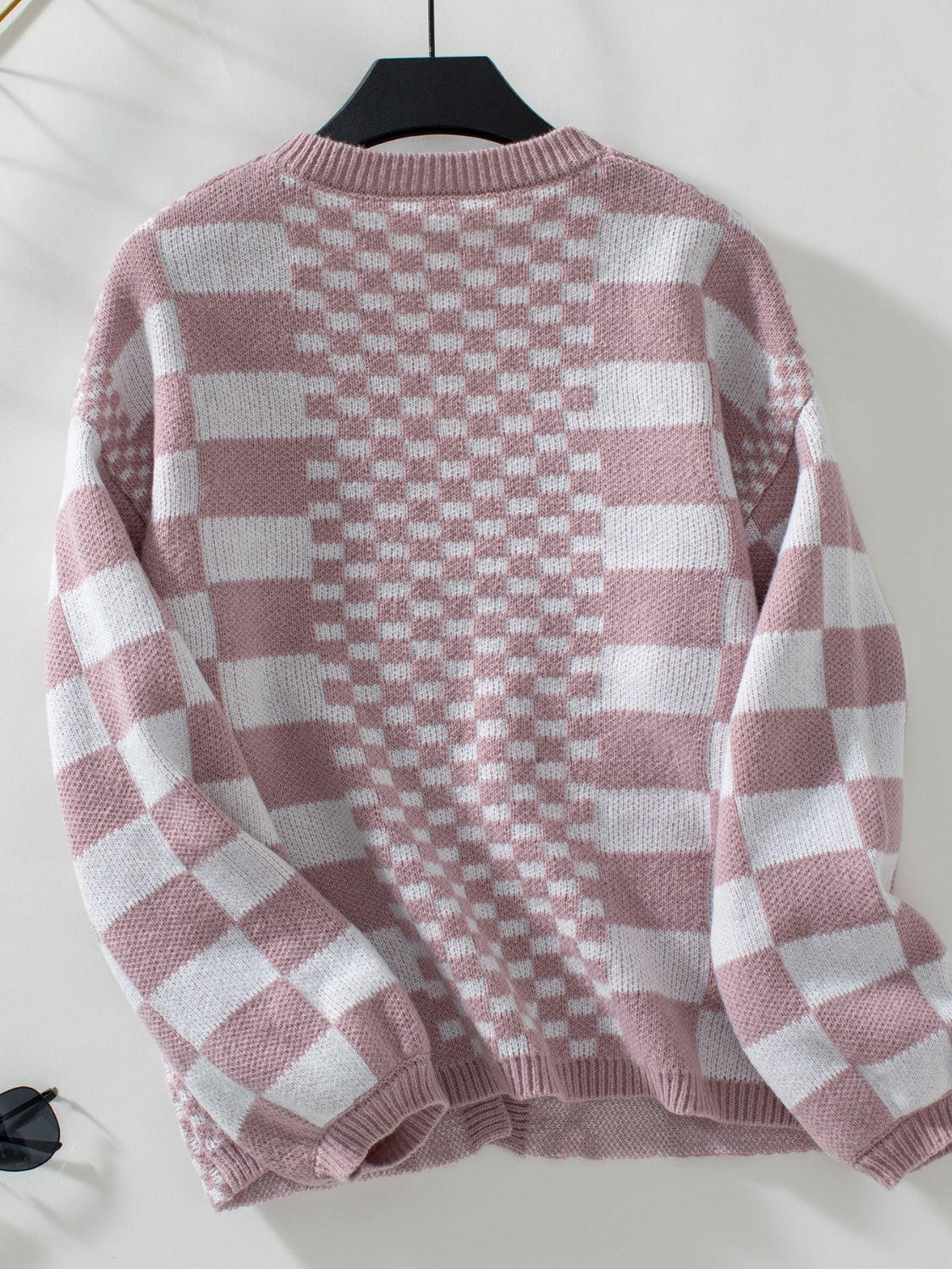 Women Double Take Checkered Open Front Dropped Shoulder Cardigan NicholesGifts