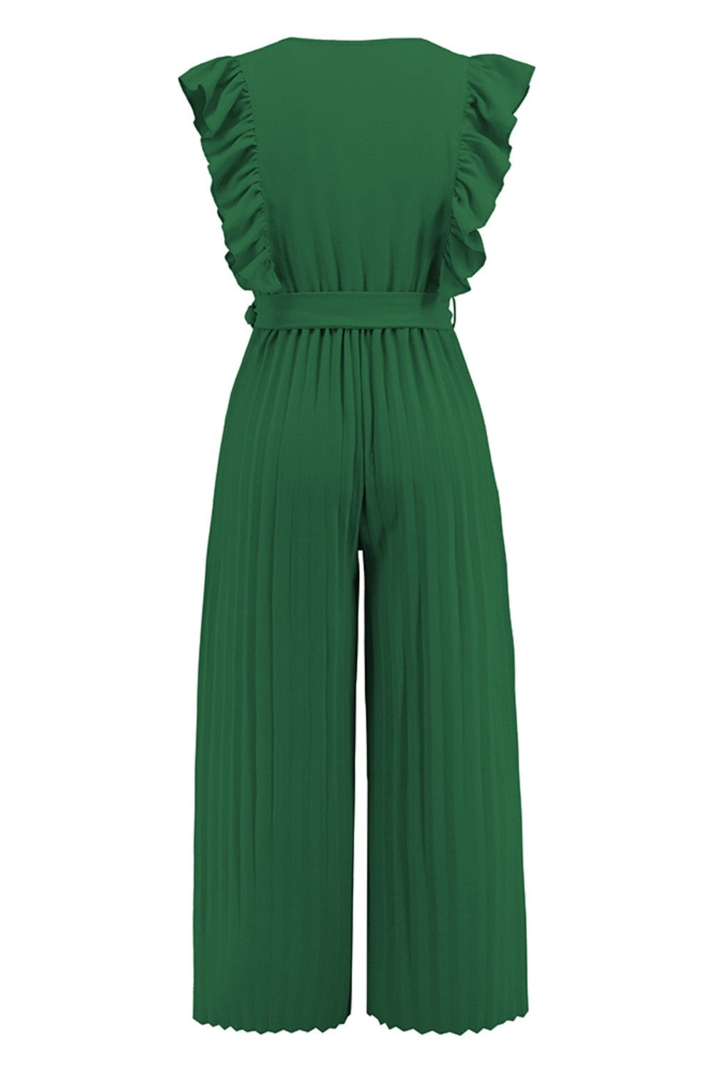 Women Ruffled Surplice Cap Sleeve Jumpsuit