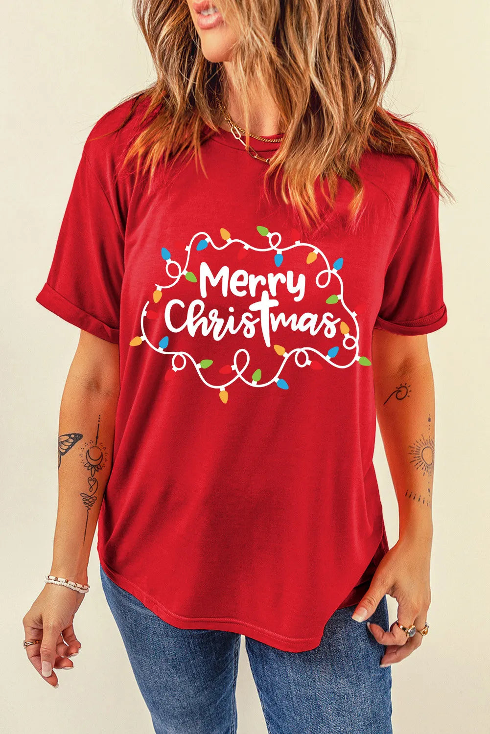 MERRY CHRISTMAS Round Neck Short Sleeve T-Shirt NicholesGifts