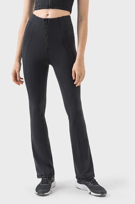 Women Zipper Detail High Waist Active Pants
