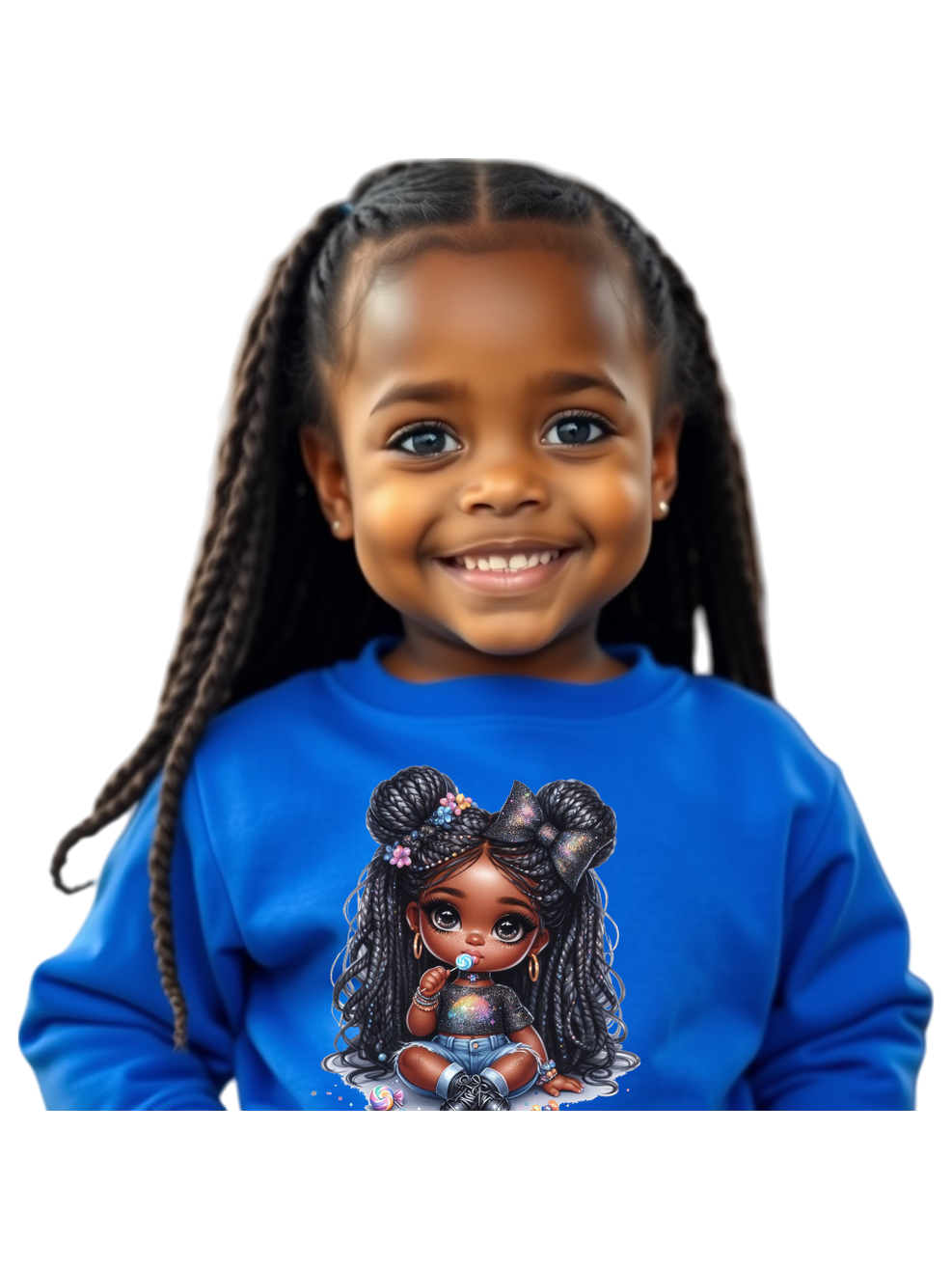 African American Toddler Girls Lollipop and Earrings Long Sleeve Crewneck Sweatshirt NicholesGifts