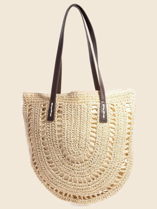 Fame Straw Braided Rounded Tote Bag
