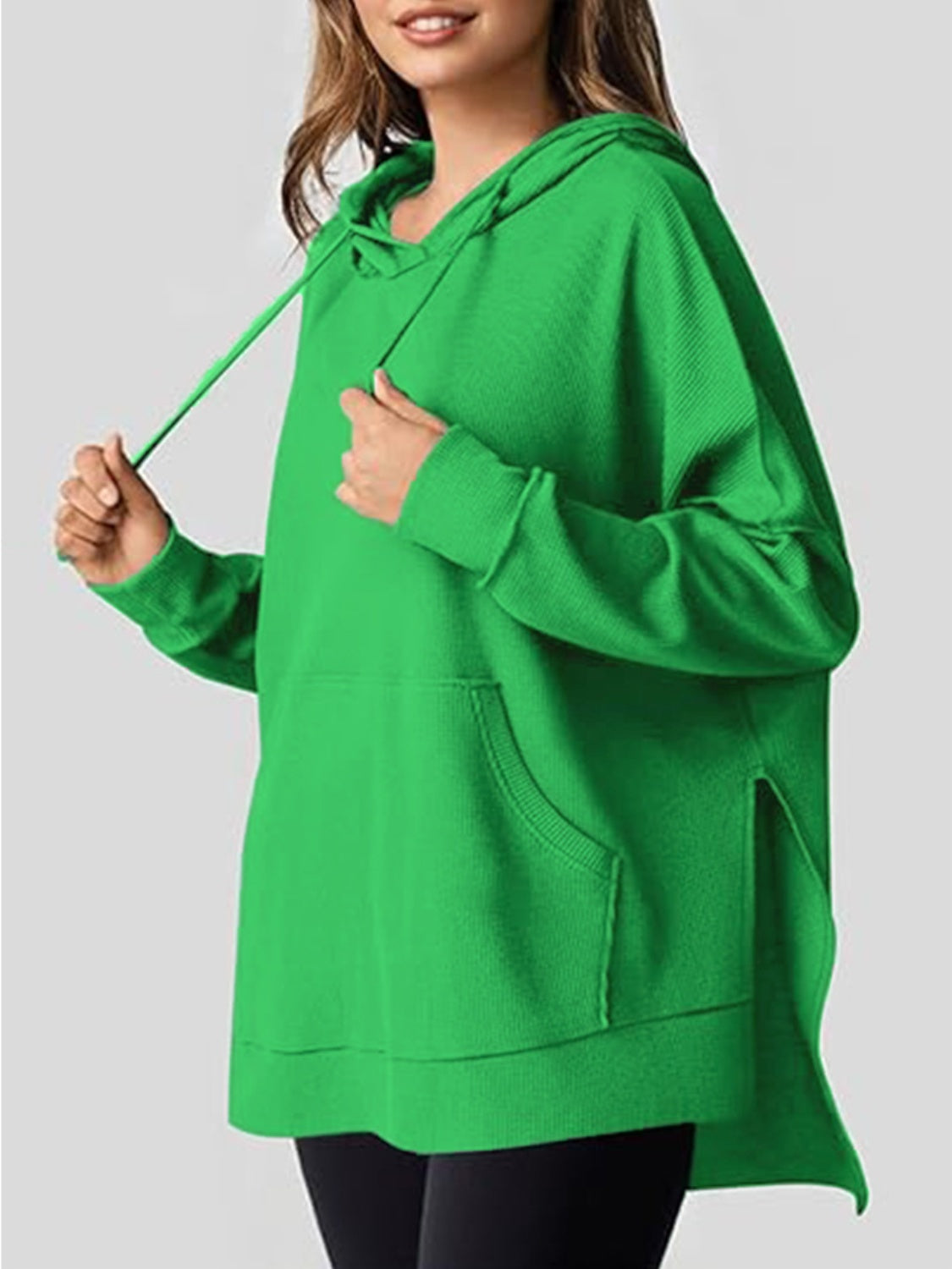 NicholesGifts Women Drawstring Slit Long Sleeve Hoodie NicholesGifts