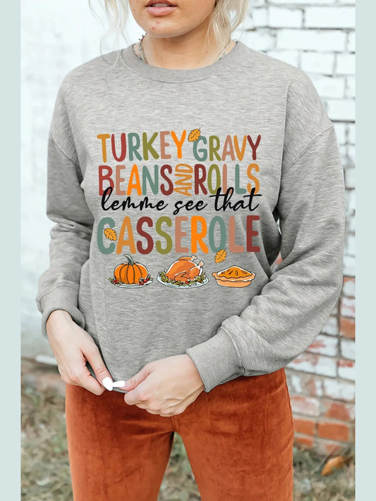 Letter Graphic Round Neck Long Sleeve Sweatshirt Trendsi