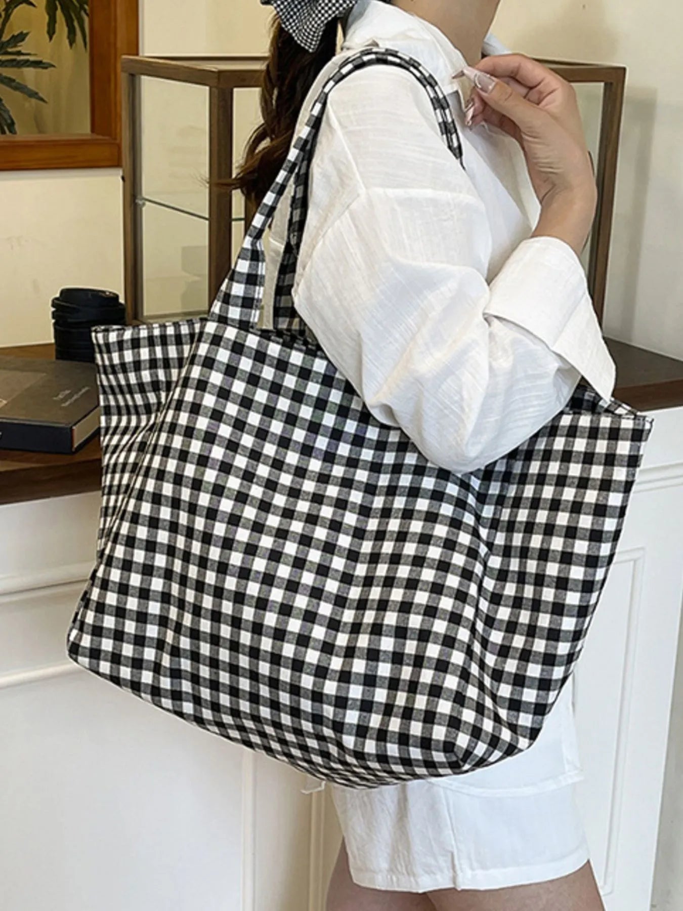 Classic Plaid Tote Bag Trendsi