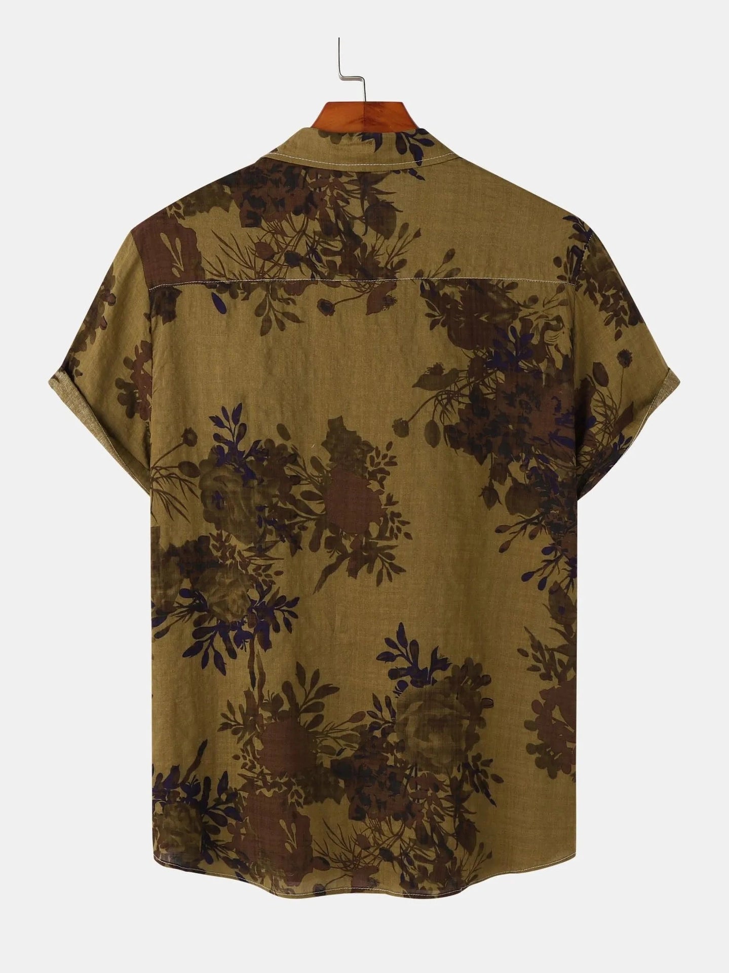 Men's Plus Size Printed Short Sleeve Button Down Casual Shirt Trendsi