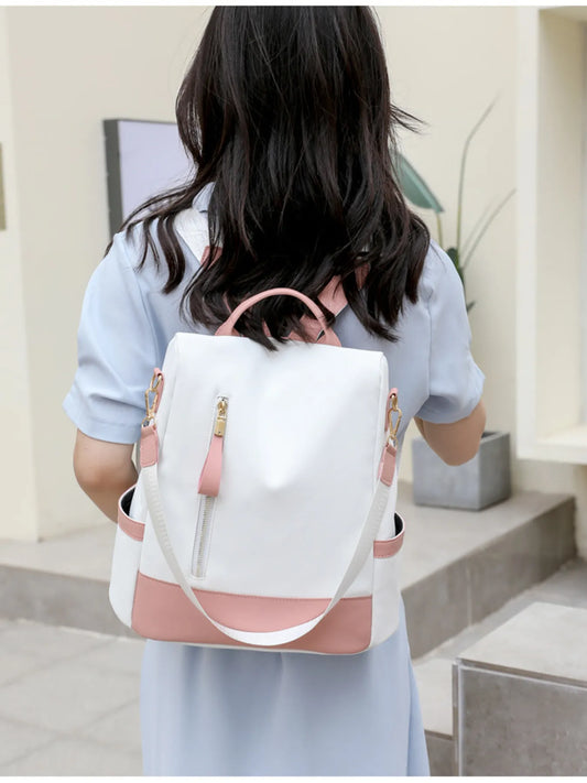 Color Block Convertible Backpack Bag Trendsi