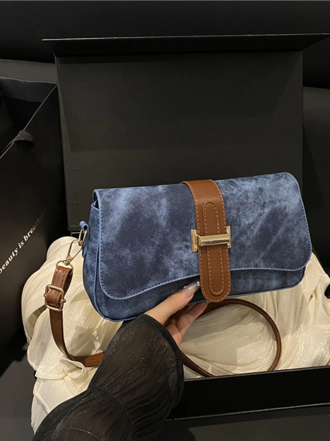 Leather Buckle Strap Crossbody Bag Trendsi
