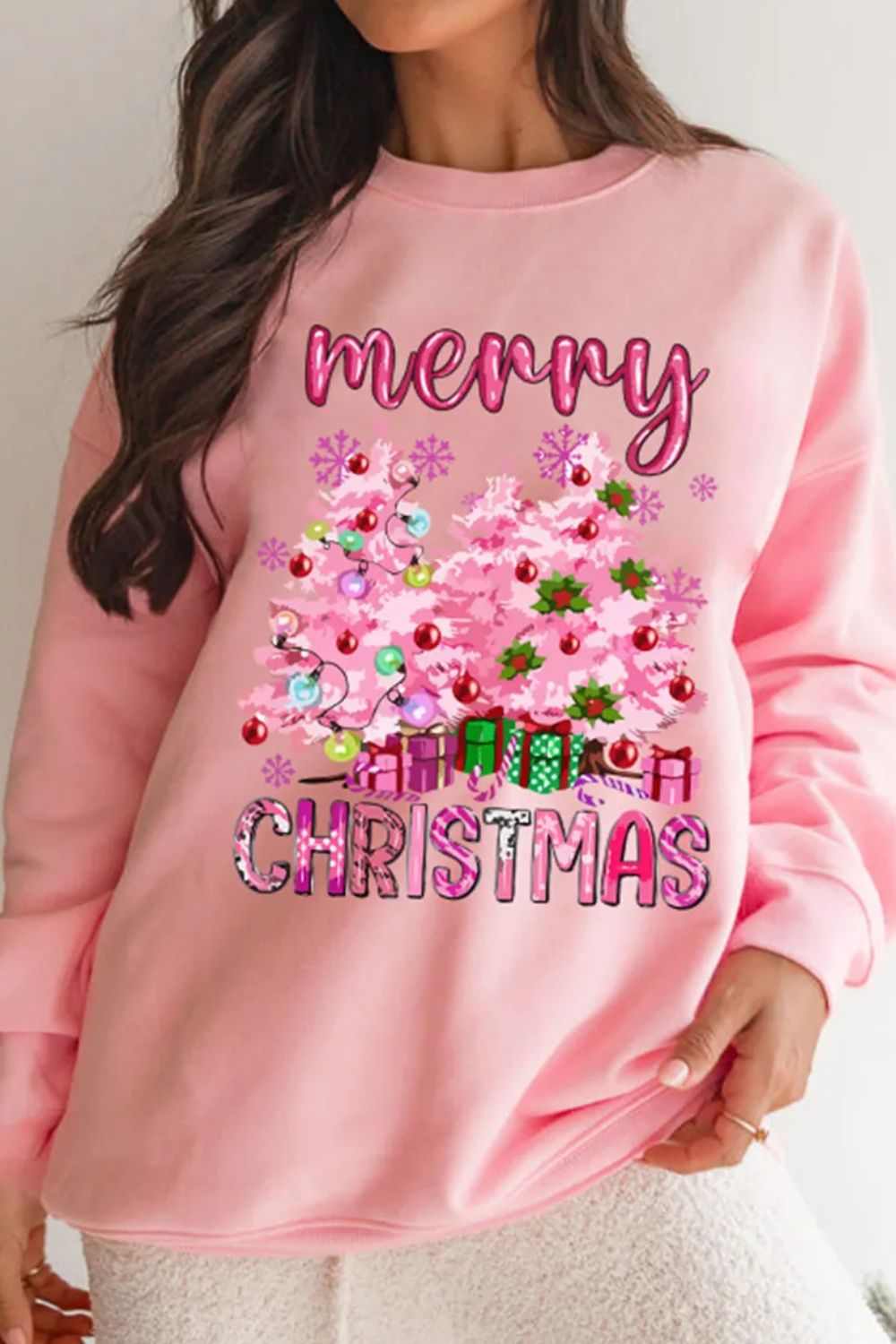 NicholesGifts Women MERRY CHRISTMAS Long Sleeve Sweatshirt NicholesGifts