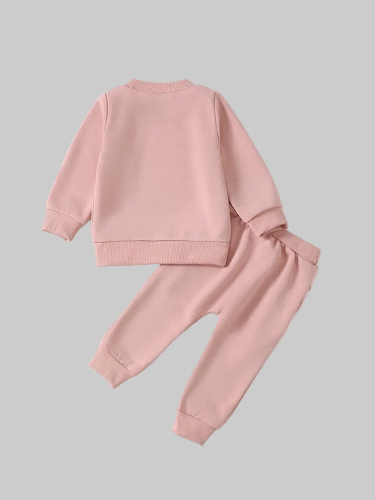 Baby and Toddler Girls Letter Graphic Sweatshirt and Pants Set nicholesgifts