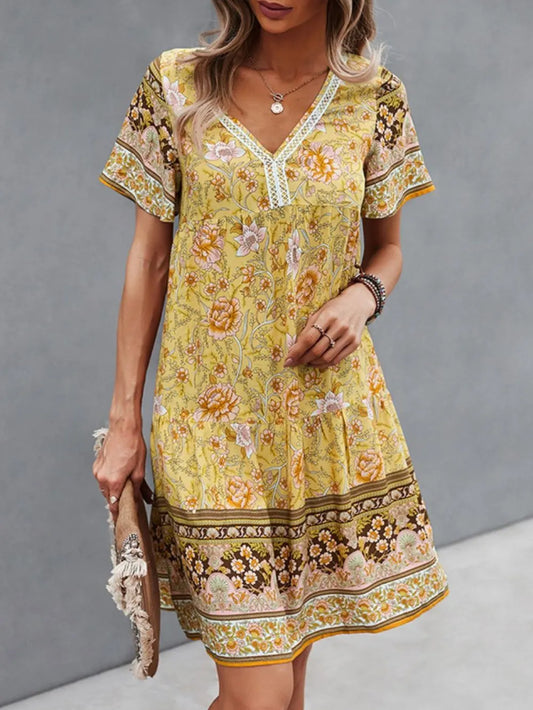 Floral Print V-Neck Summer Dress NicholesGifts