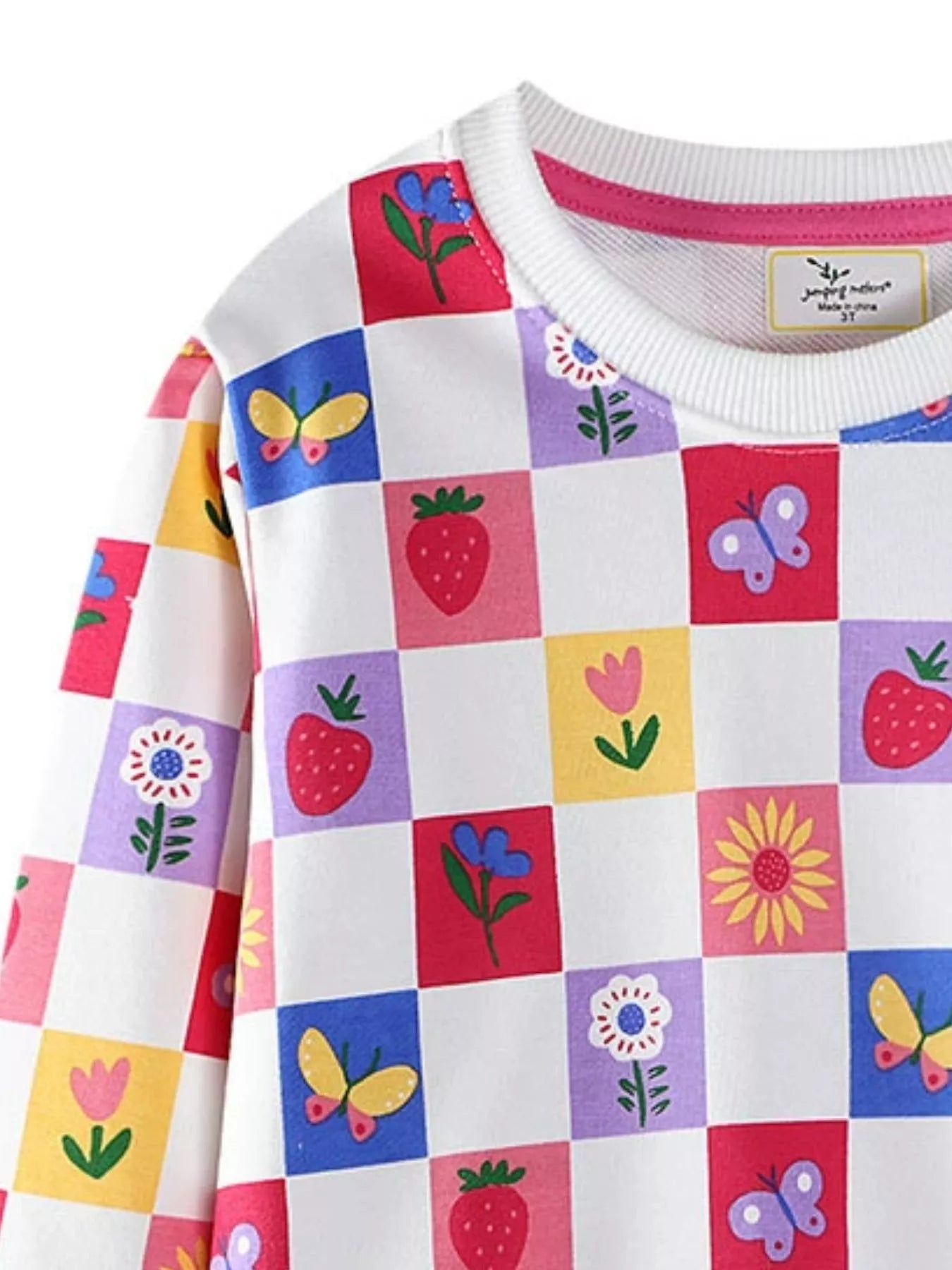 Toddler Girls Colorful Checkered Pattern Sweatshirt nicholesgifts