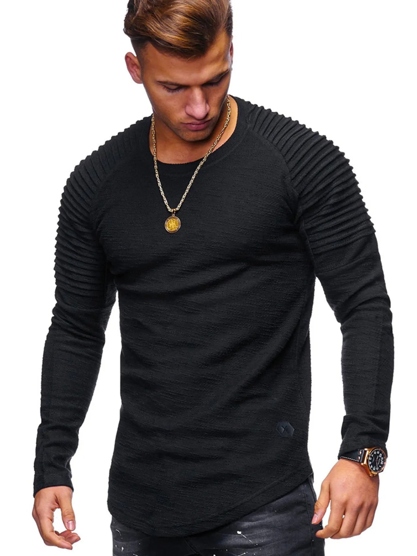 Men's Plus Size Round Neck Raglan Sleeve T-Shirt Trendsi