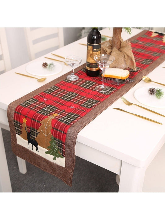 Plaid Christmas Element Table Runner